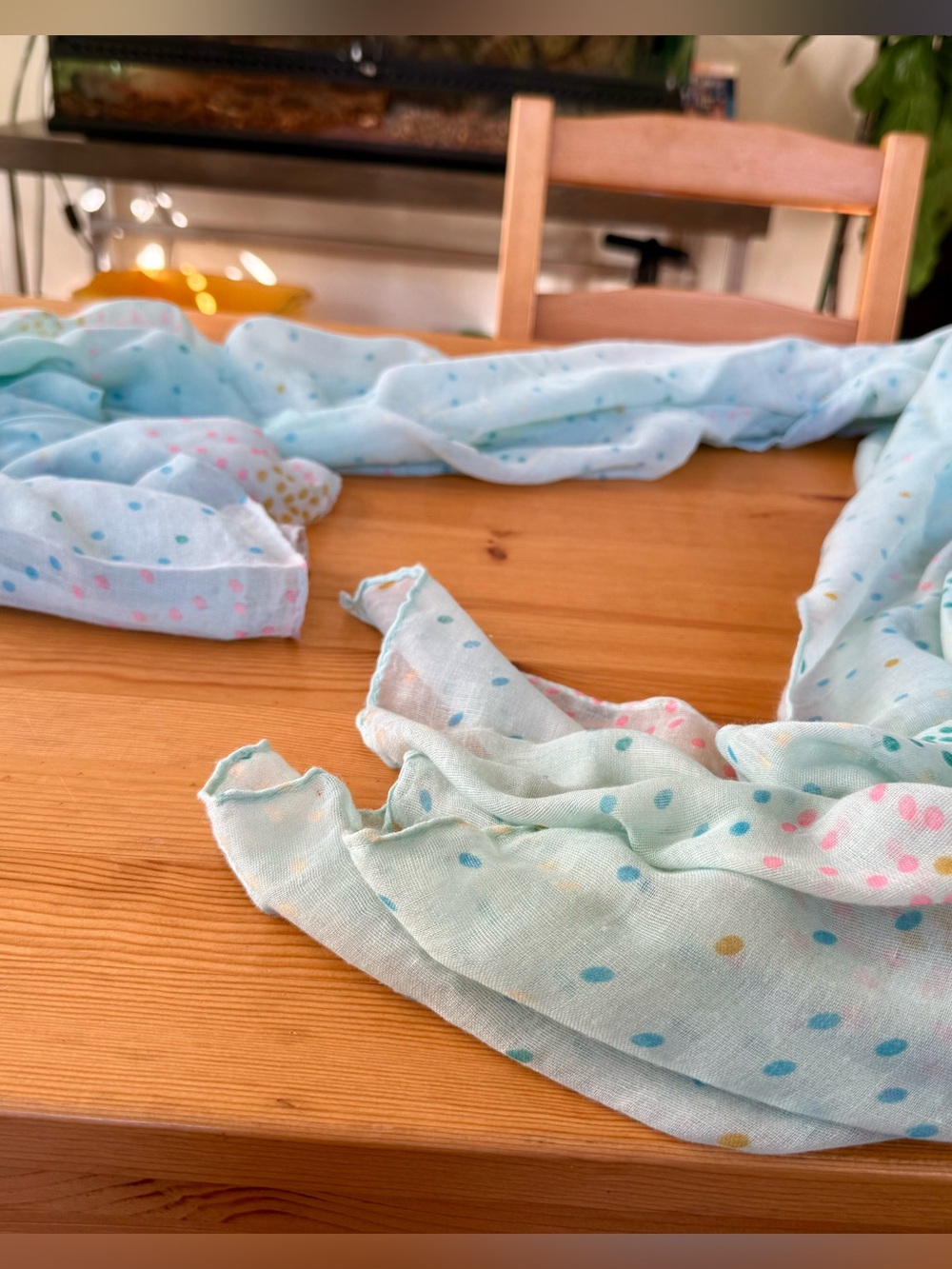 Lightweight Blue Polka Scarf